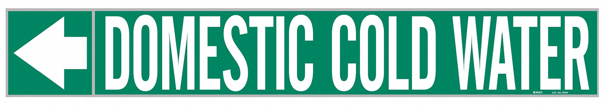 Pipe Marker: Domestic Cold Water, Green, White, Fits 1 1/2 to 2 in Pipe O.D., 25 Pipe Markers