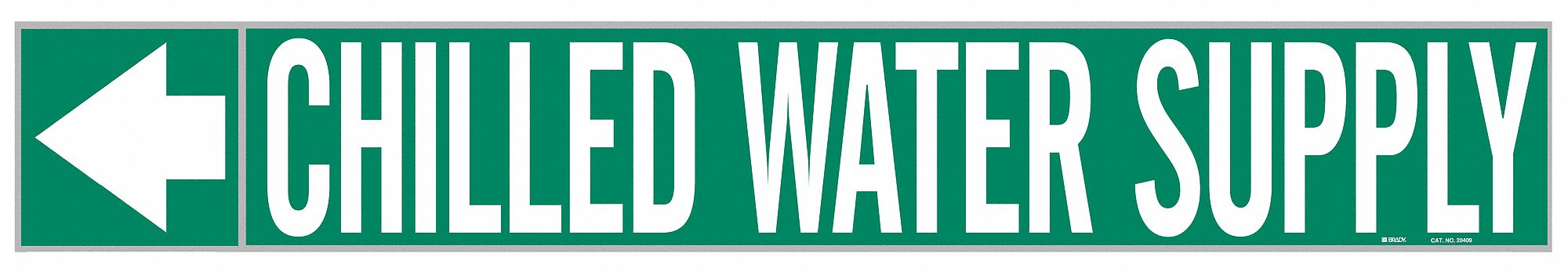 Pipe Marker: Chilled Water Supply, Green, White, Fits 1 1/2 to 2 in Pipe O.D., 25 Pipe Markers