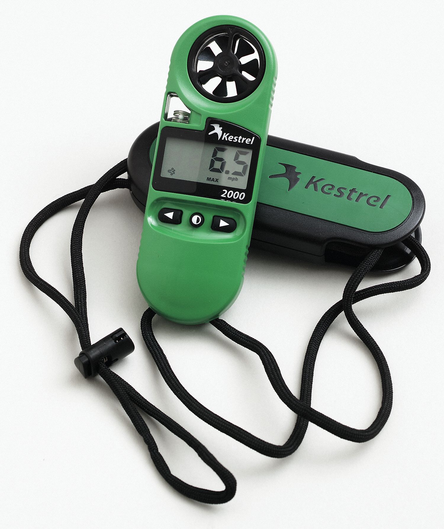 Anemometer: Rotating Vane and Thermistor, Reflective 3 1/2 Digit LCD, 118 to 7,874 fpm