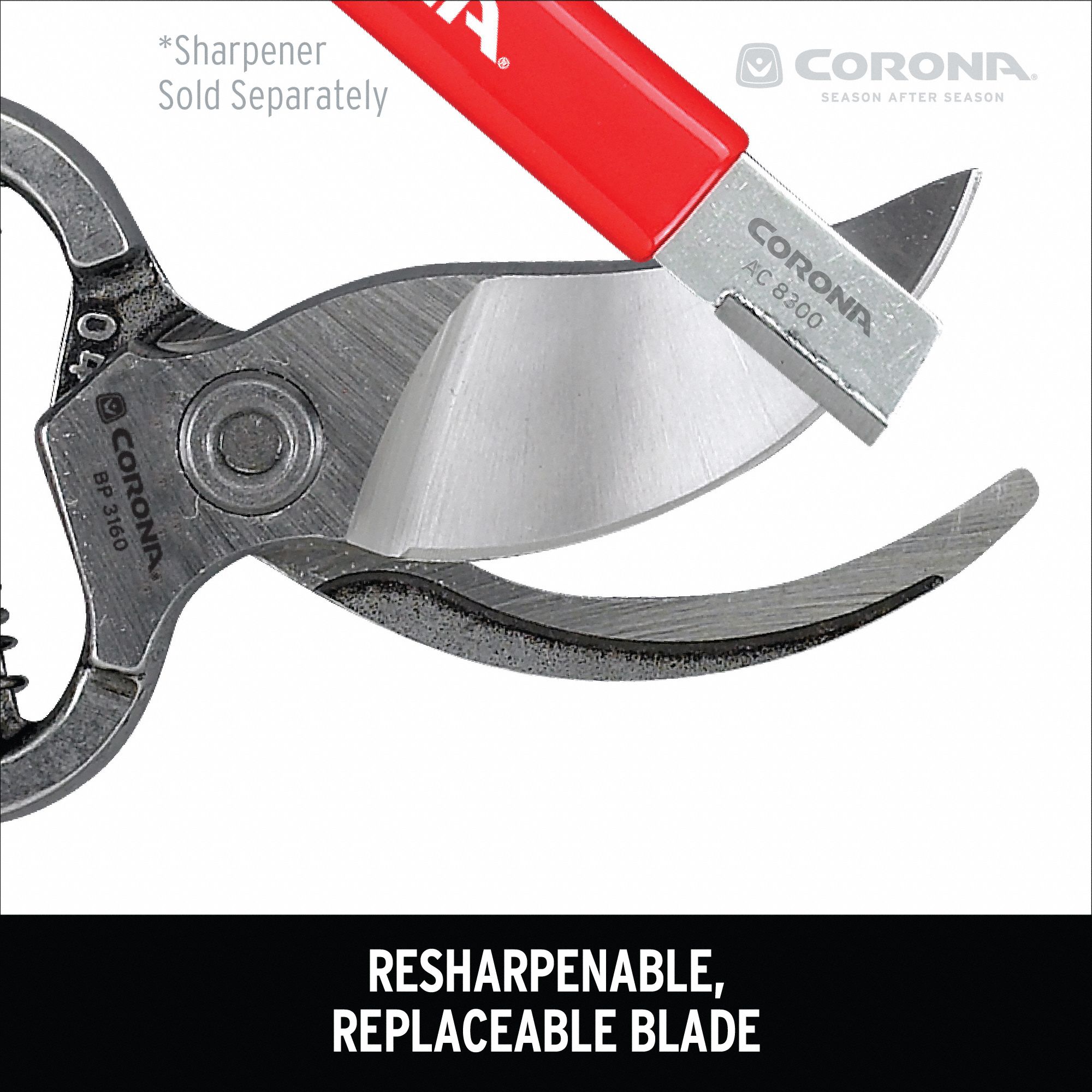 CORONA Bypass Pruner, 2 3/4 in Blade Length, Steel, 3/4 in Cutting