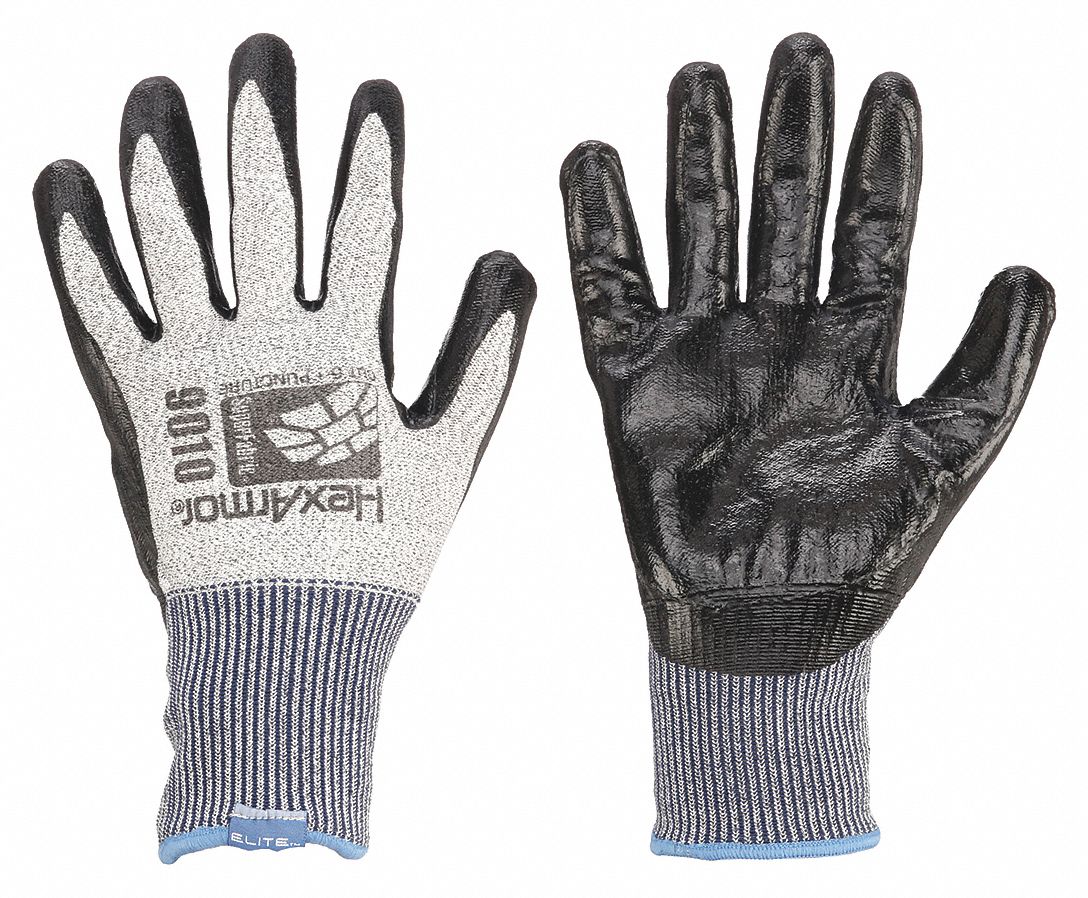 CUT & PUNCT RESIST GLOVE/ISEA CUT LEV 5/ABR LEV 4/PUNCT FORCE 159,GREY/BLACK,KNIT/NITRILE,PR