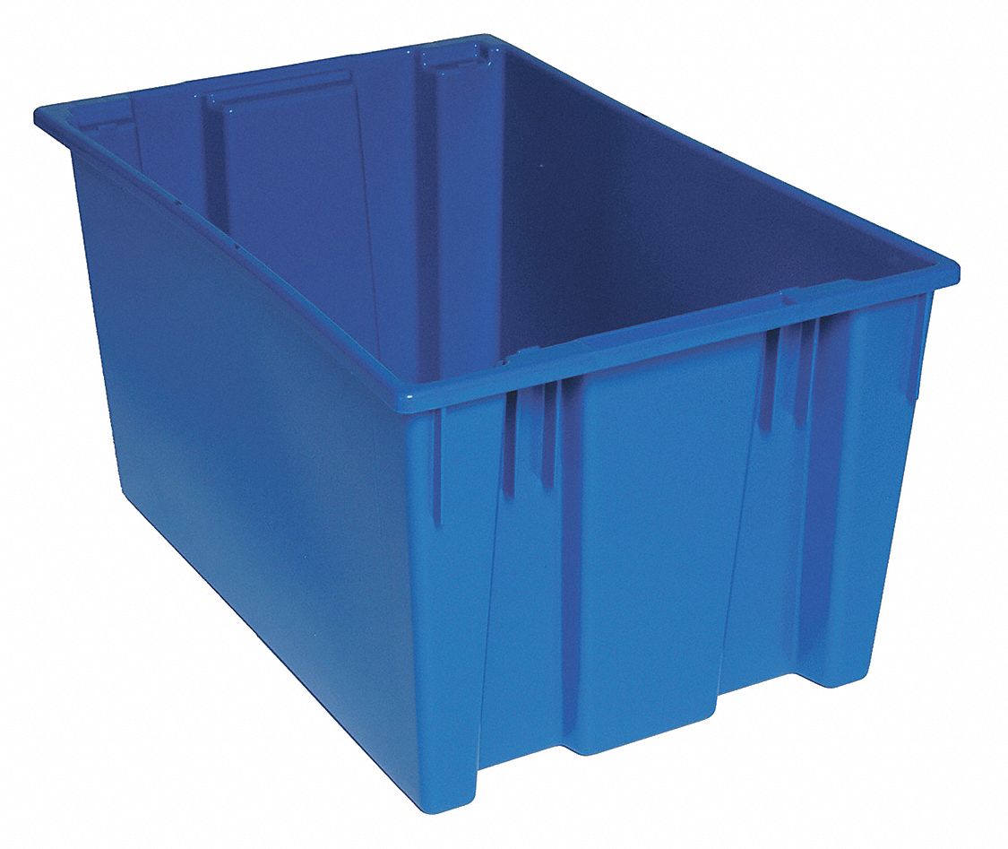STACK AND NEST CONTAINER, 27.7 GALON, 29½ IN X 19½ IN X 15 IN, BLUE