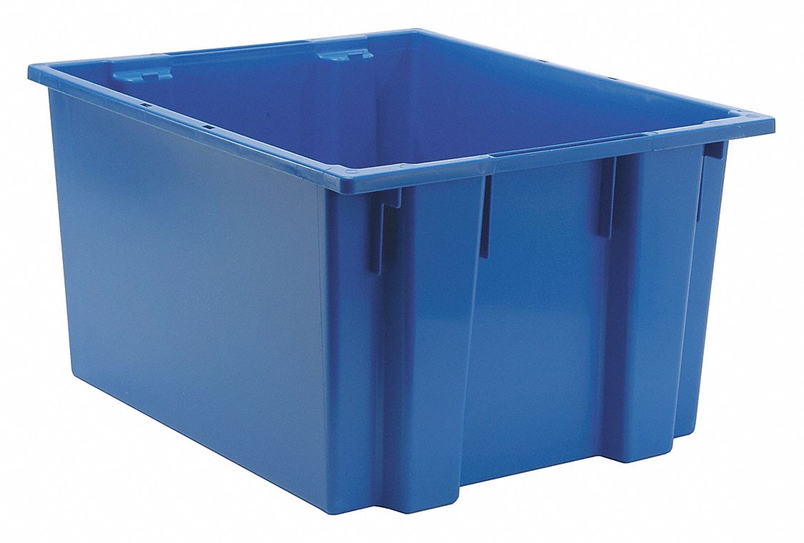 STACK AND NEST CONTAINER, 19.4 GALON, 23½ IN X 19½ IN X 13 IN, BLUE