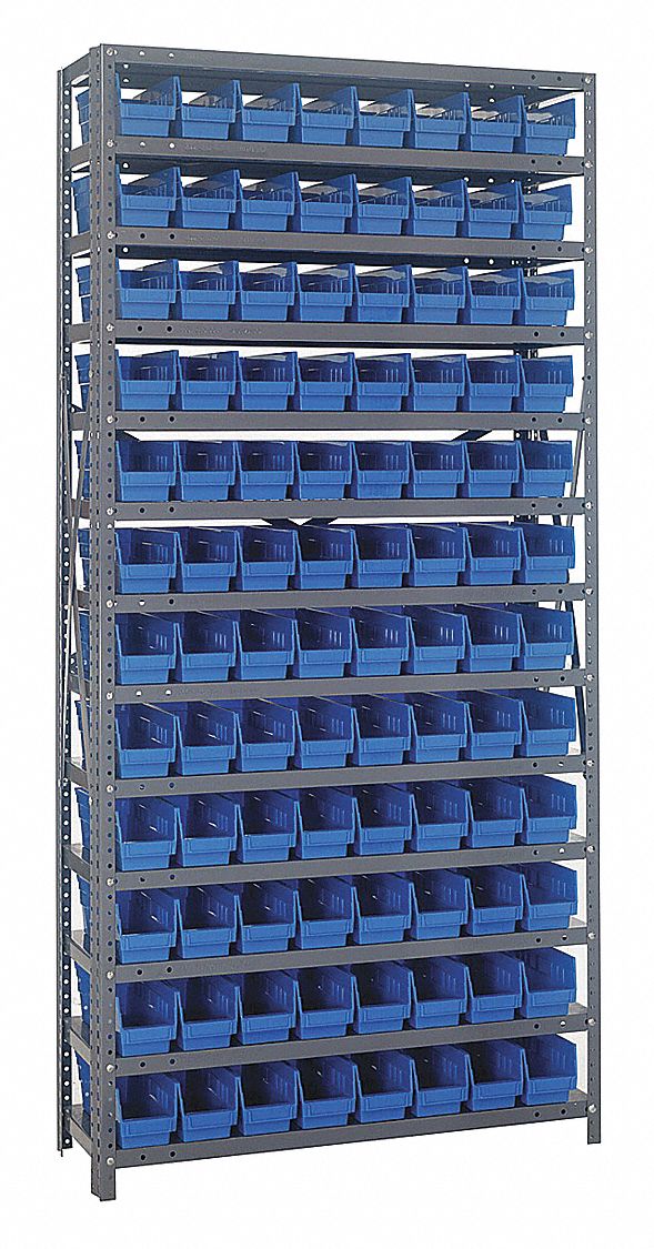 Quantum Storage 60 Bin Shelf Unit — 12in. x 36in. x 75in. Rack Size