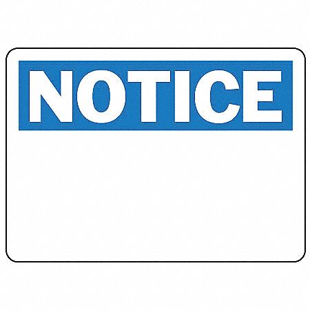 Notice Sign, (Blank), Header Notice, Rectangle, 10 in Height, 14 in ...