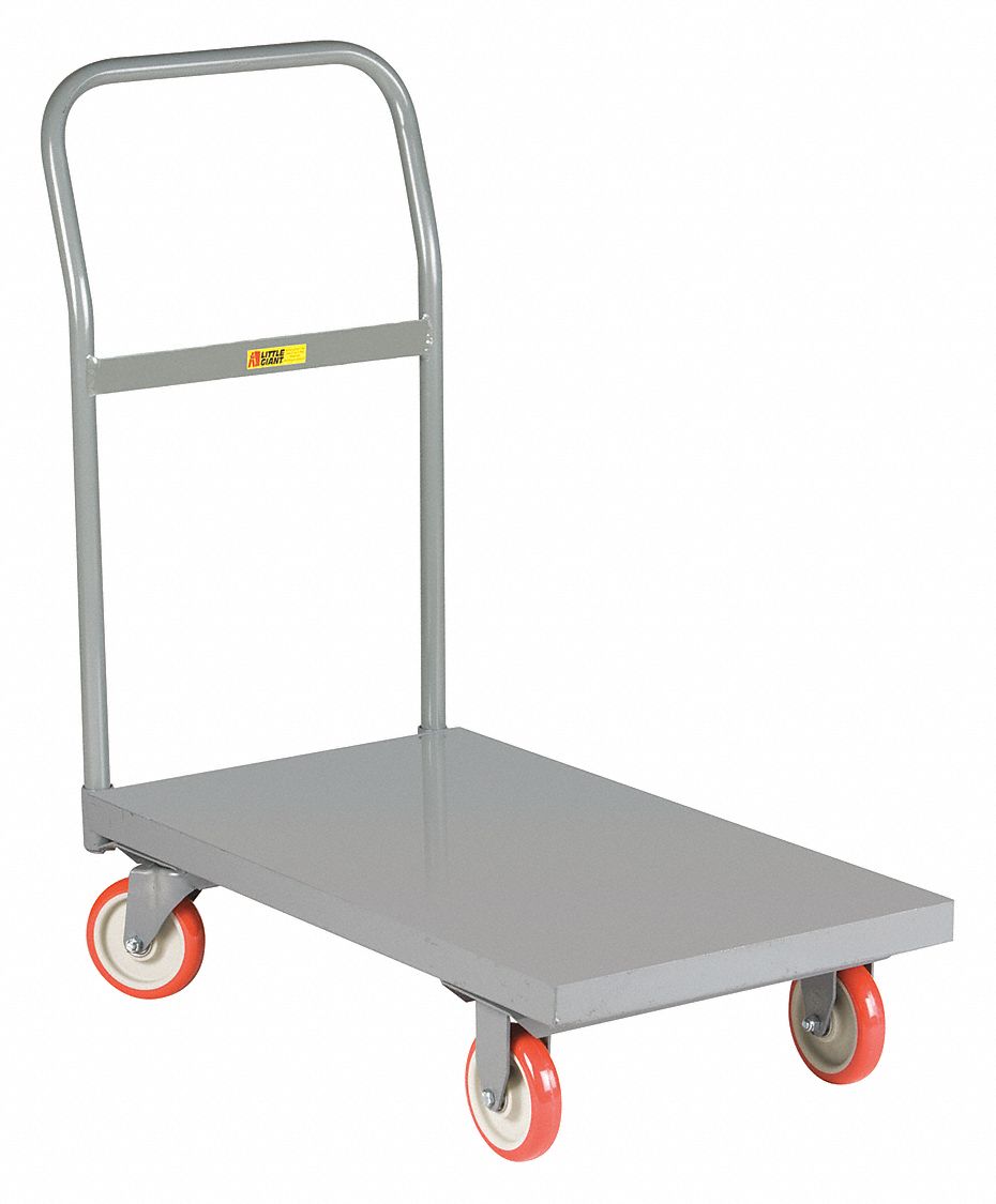 GENERAL PURPOSE STEEL-DECK PLATFORM TRUCK, 1,200 LB LOAD CAPACITY, 2 RIGID/2 SWIVEL