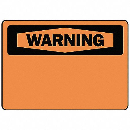 Warning Sign,10 x 14In,BK/ORN,AL,BLK