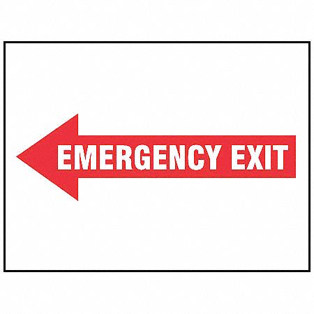 Emergency Exit Fire Sign,7 x 10In,WHT/R