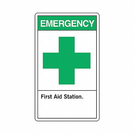First Aid Sign, Aluminum, Rectangle, English, Not Retroreflective ...