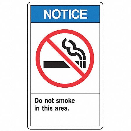 Notice No Smoking Sign,10 x 7In,AL,ENG