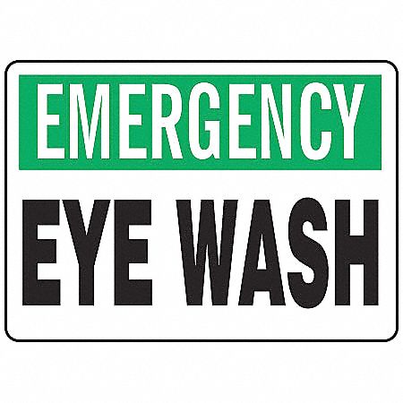 Eye Wash Sign,7 x 10In,GRN and BK/WHT,AL