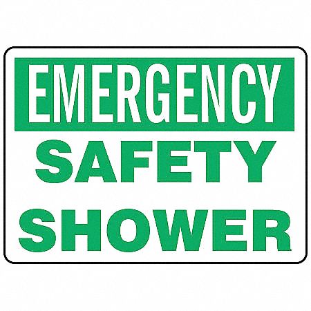 Safety Shower Sign,7 x 10In,GRN/WHT,AL
