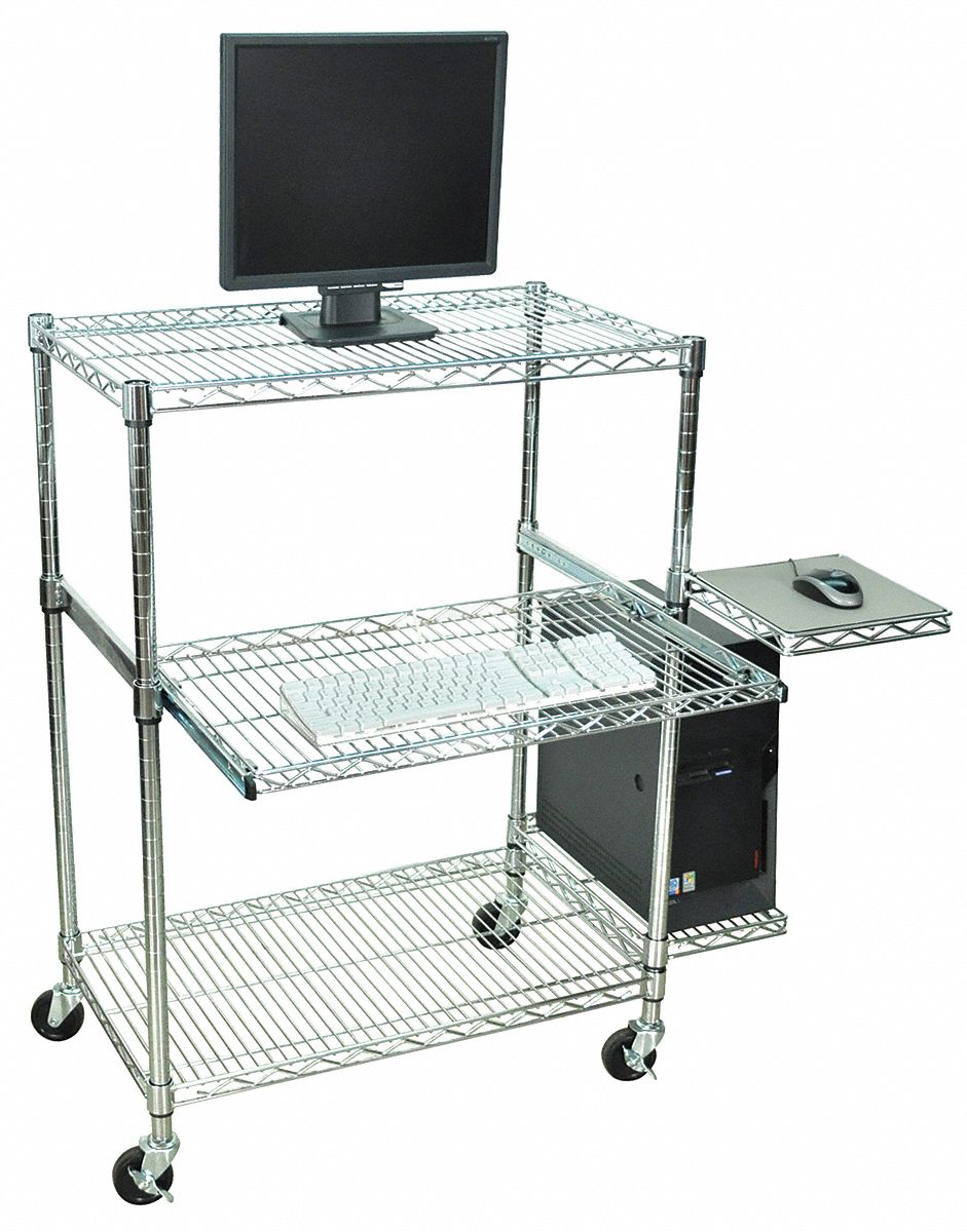 LUXOR Computer Workstation, Portable, Chrome 8DKJ4LICW4218 Grainger