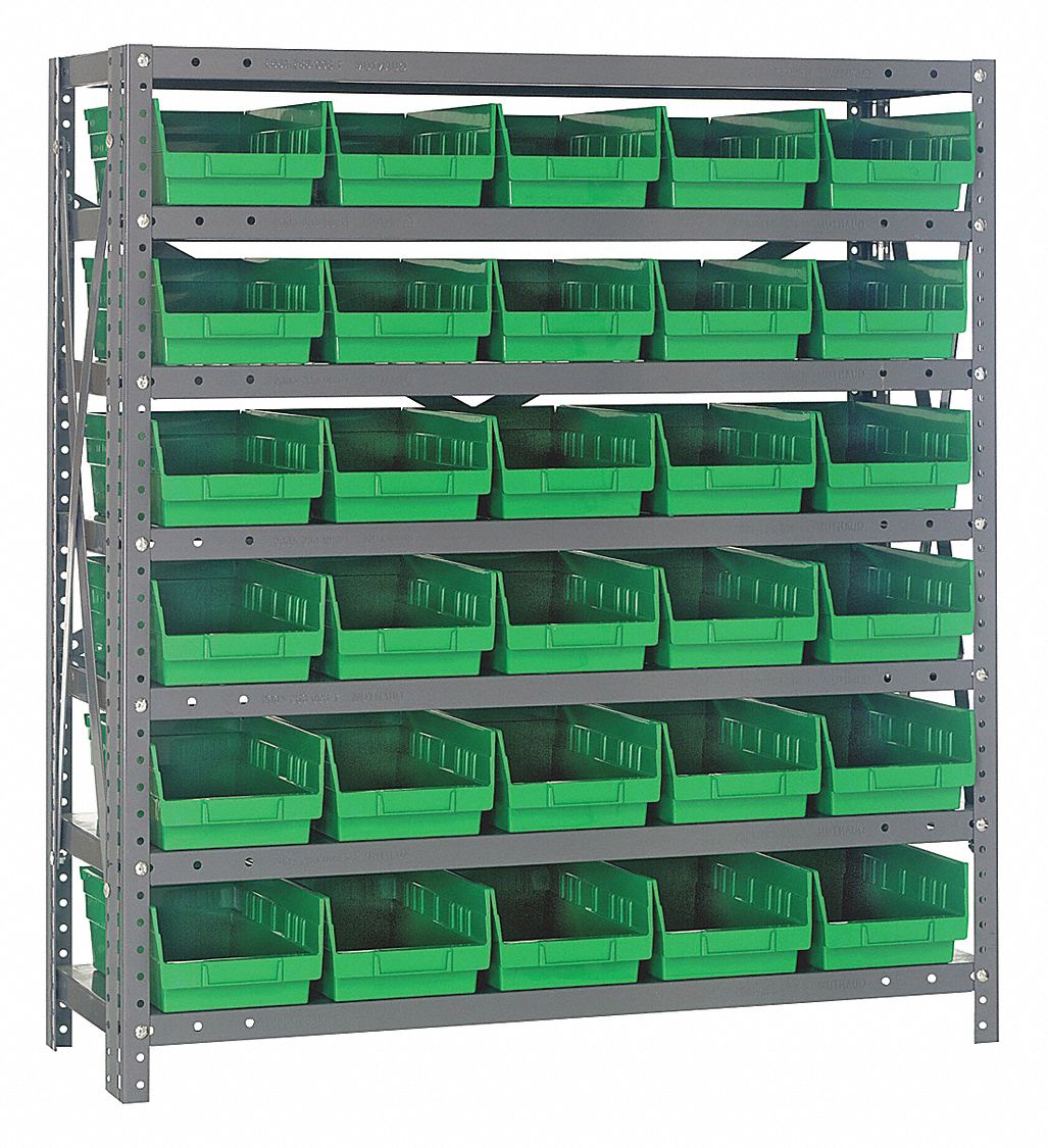 QUANTUM STORAGE SYSTEMS Steel Bin Shelving with 30 Bins, 36 inW x 18