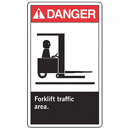 Forklift Traffic Sign,10 x 7In,AL,ENG
