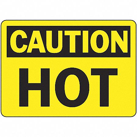Caution Sign,10 x 14In,BK/YEL,AL,Hot,ENG
