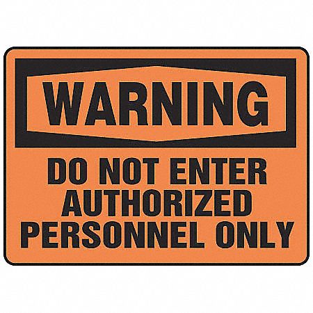 WARNING SIGN, PLASTIC, WARNING, 10 IN WIDTH, 7 IN HEIGHT, ENGLISH