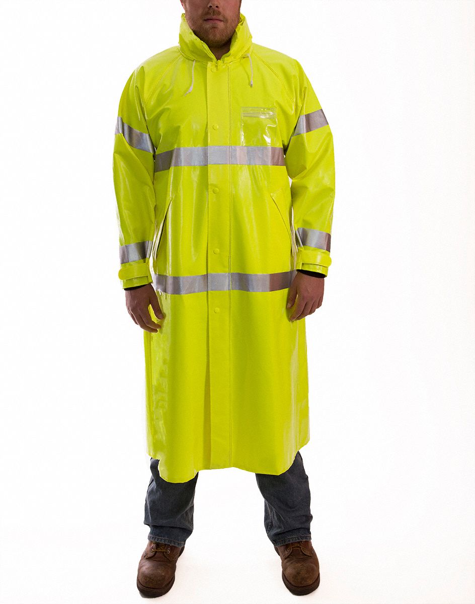 TINGLEY Flame Resistant Rain Coat U, ANSI Class 3, S, Green/Yellow