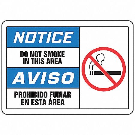 Notice No Smoking Sign,10 x 14In,PLSTC