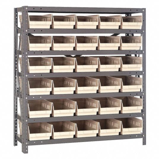 36 x 12 x 48'' (72 Bins Included) - Small Parts Bin Storage Shelving Unit