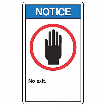 Notice No Exit Sign,10 x 7In,Self-ADH
