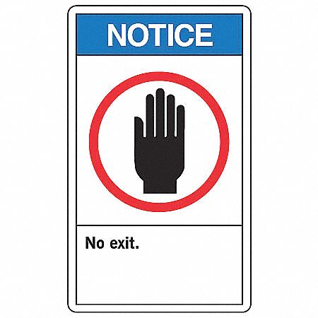 SAFETY LABEL, VINYL, ADHESIVE MOUNT, 3½ IN X 5 IN NOMINAL SIGN SIZE, 0.02 IN THICK, 5 PK, NO EXIT