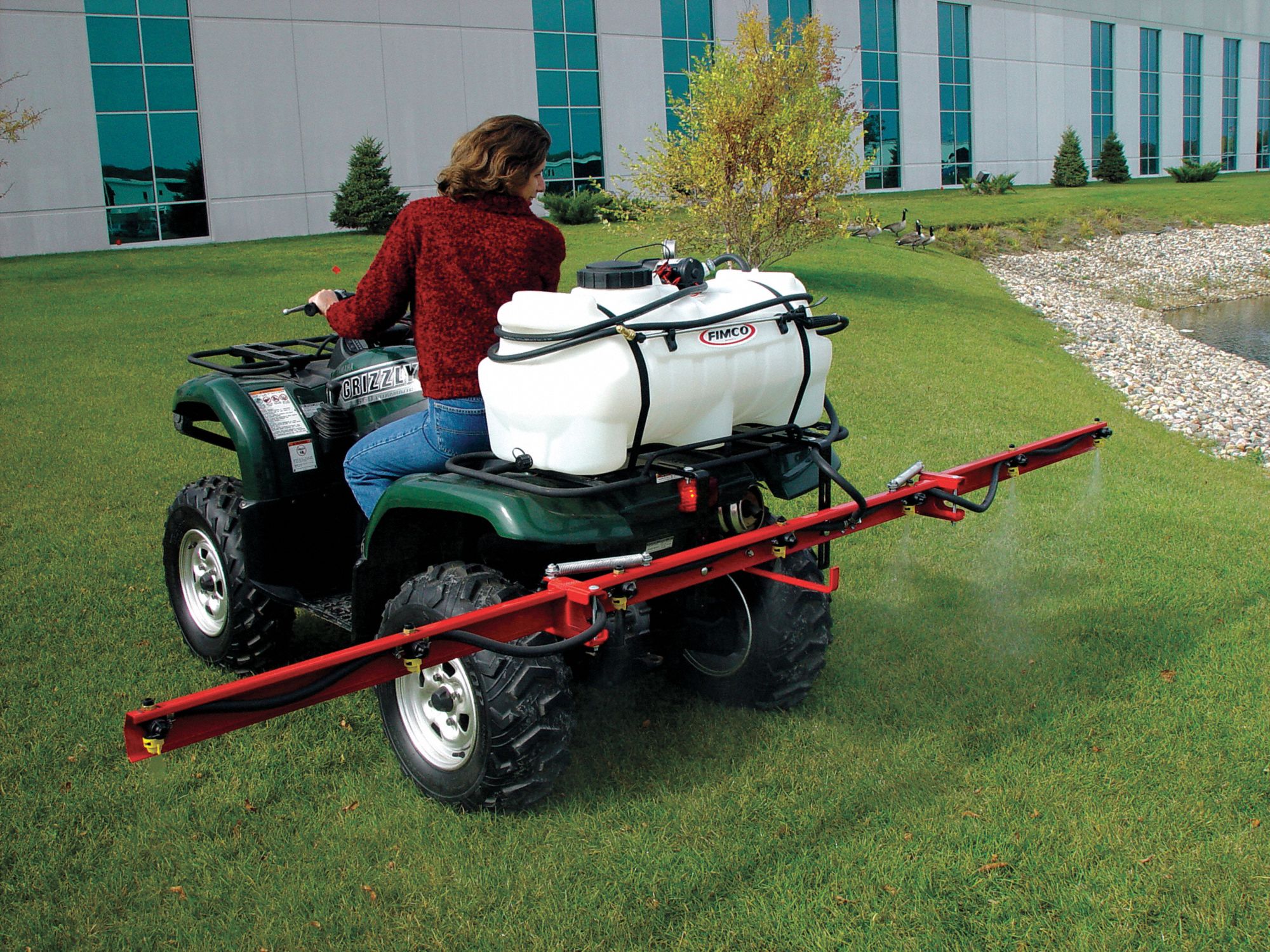 FIMCO ATV Sprayer, Tank Capacity 25 gal., Flow Rate 3.8 gpm, 0 to 45 PSI, Hose Length 15 ft