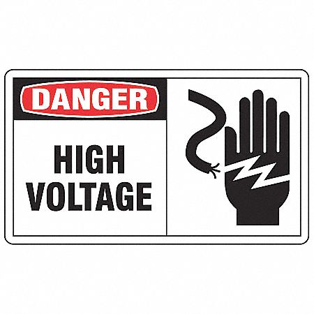 Safety Label: Vinyl, Adhesive Sign Mounting, 3 1/2 in x 5 in Nominal Sign Size, 0.02 in Thick, 5 PK