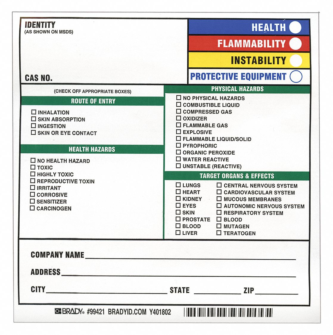 NFPA Label: 7 in Ht, 7 in Wd, Paper, Adhesive, 7 in x 7 in, 100 PK