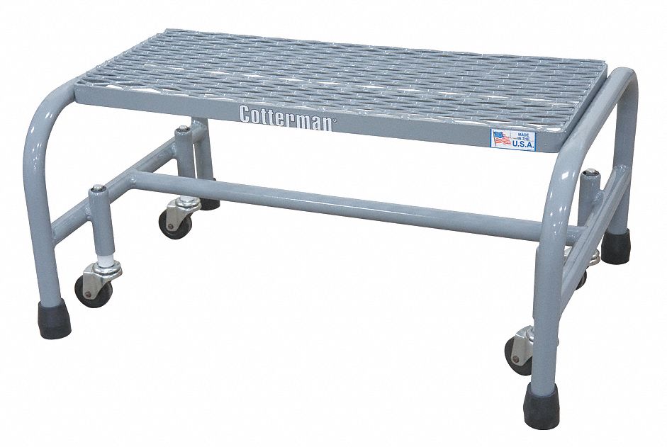 Step Stool: 12 in Overall Ht, 450 lb Load Cap, 1 Steps, Steel, 10 in Standing Ht