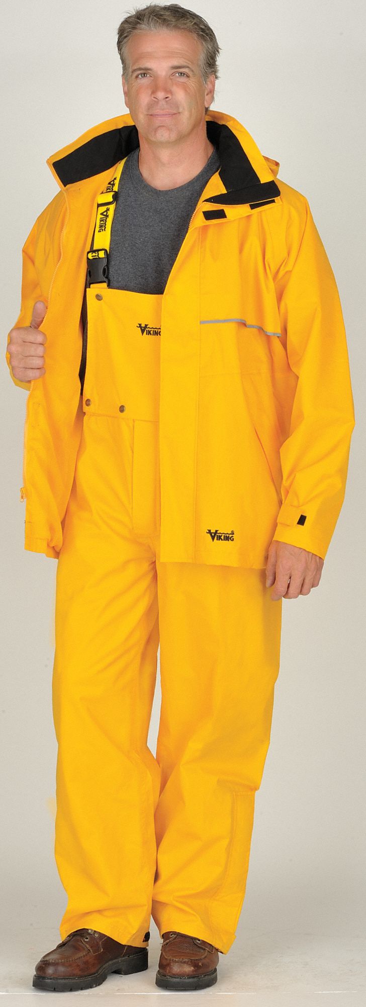 VIKING, XL, Yellow, Rain Jacket with Detachable Hood - 8DR29|3300J-XL ...