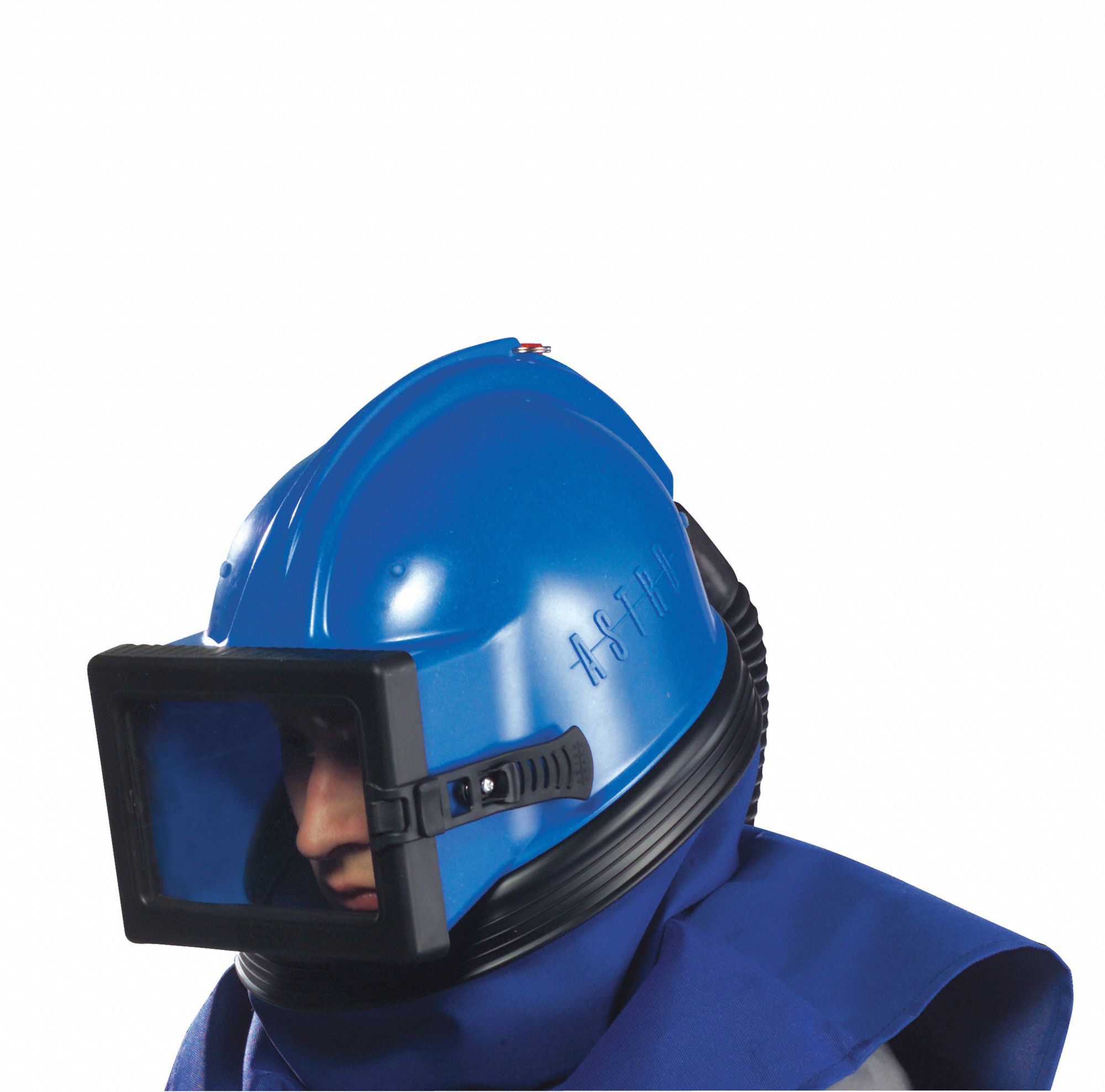 Abrasive Blasting Helmet, Includes Helmet, Nylon Cape, Breathing Tube ...