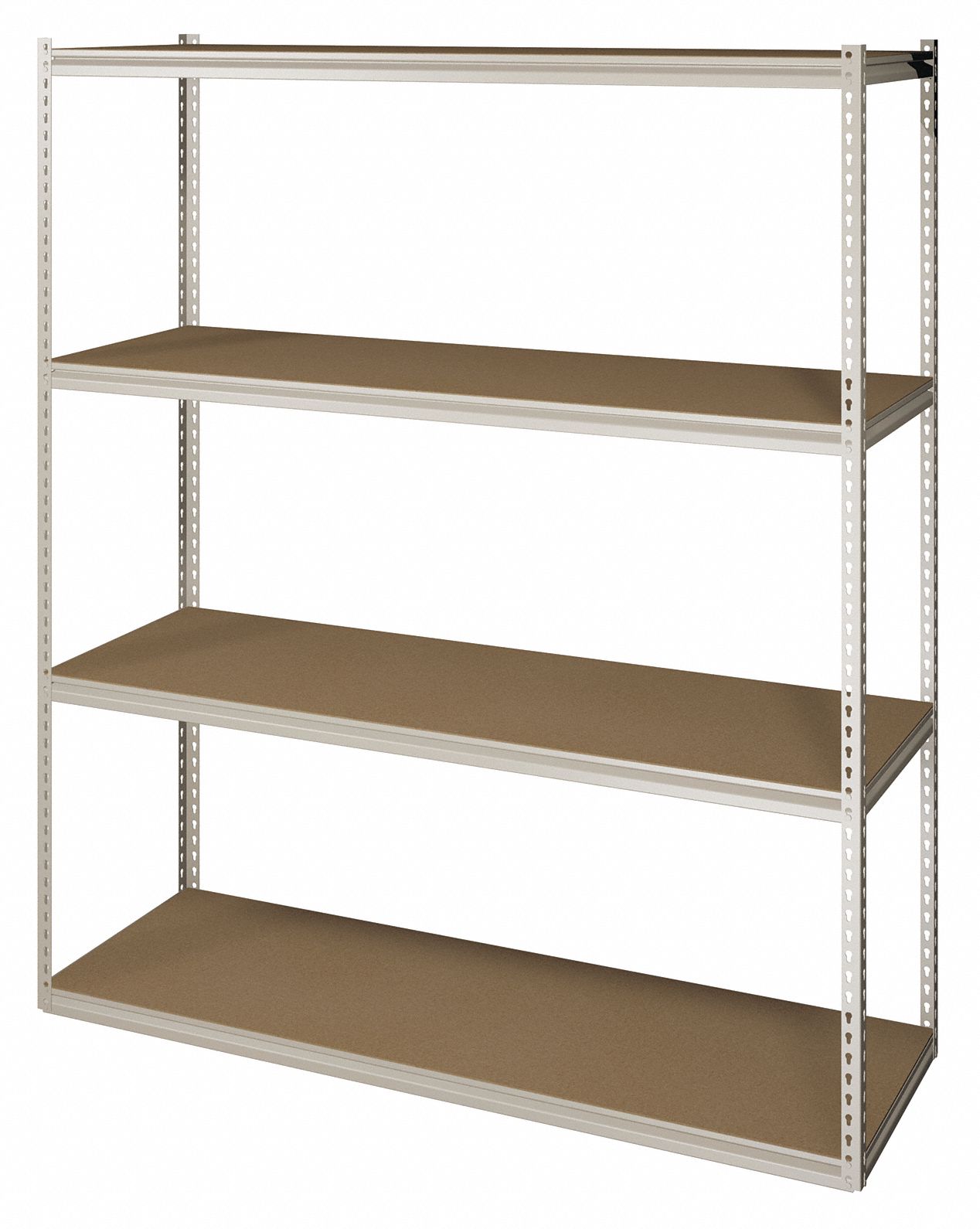 Boltless Shelving: Starter, Medium-Duty, 72 in x 24 in, 84 in Overall Ht, 4 Shelves, Open