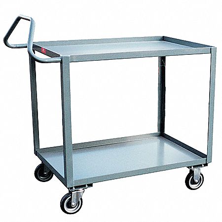 Utility Cart with Lipped Metal Shelves: 1, 200 lb Load Capacity, 60 in x 30 in, 60 in x 30 in