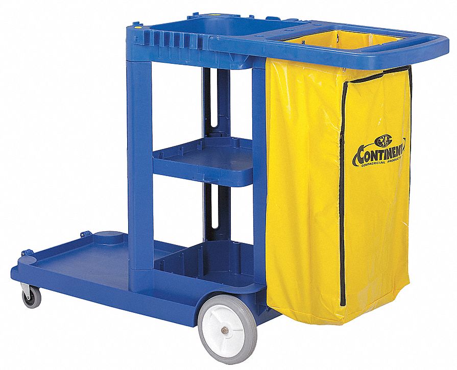 GRAINGER APPROVED Blue, Janitor Cart, Overall Length 38 in, Overall