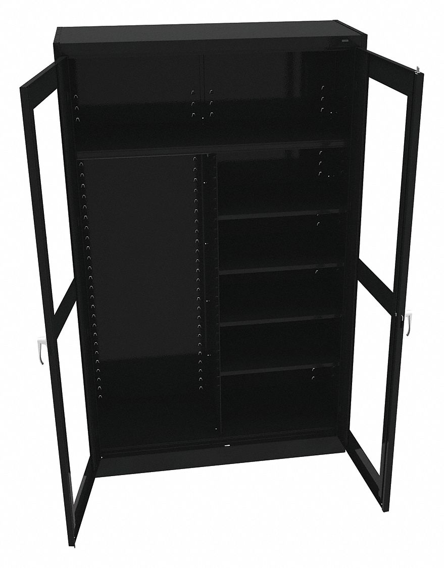 COMBINATION STORAGE CABINET, BLACK, 18 IN D X 48 IN W X 78 IN H
