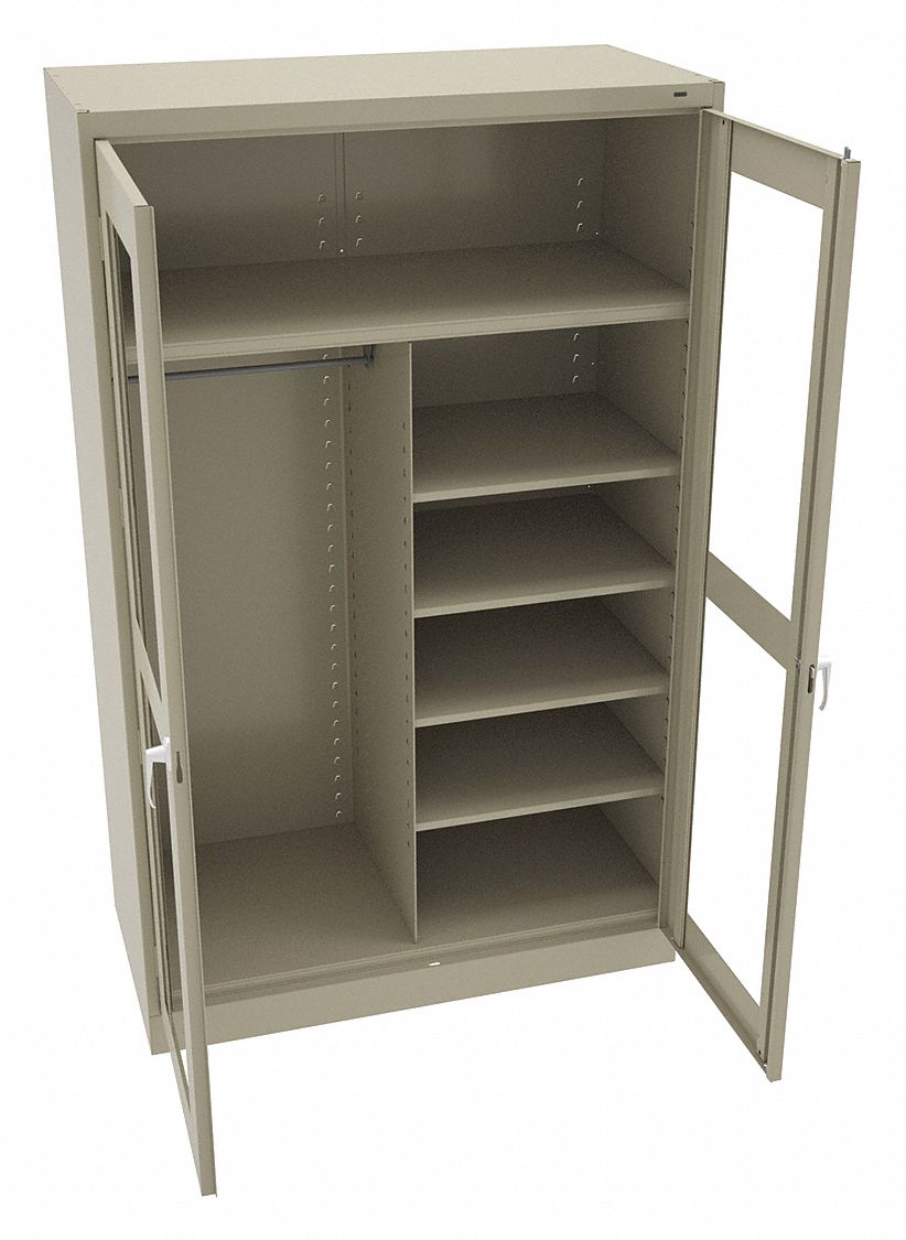 STORAGE CABINET, 48 IN X 24 IN X 78 IN, 5 SHELVES, SWING HANDLE/KEYED, 22 GA PANEL, ADJUSTABLE