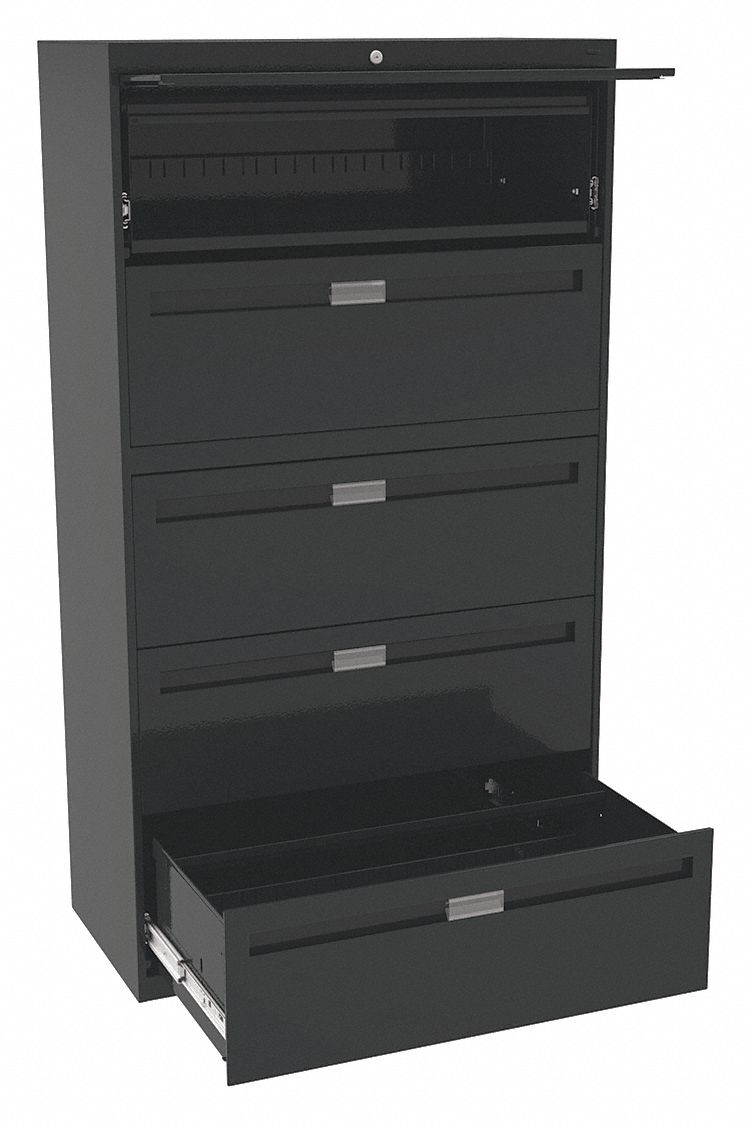 Tennsco File Cabinet 36 In 5 Drawer Black 8dtt6 Lpl3660l50
