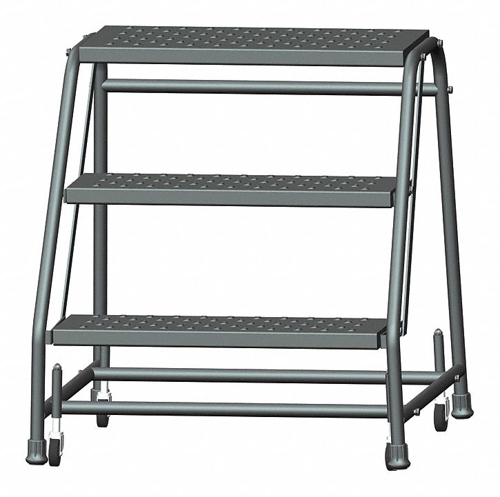 STEP STOOL, 2.4 FT OVERALL H, 450 LB LOAD CAPACITY, 3 STEPS, STEEL, 2.4 FT STANDING H