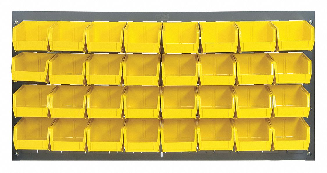 Louvered Panel: 20 in x 36 in x 1/4 in, 1 Sides, 32 Bins, Gray