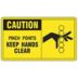 Caution: Pinch Points Keep Hands Clear Signs