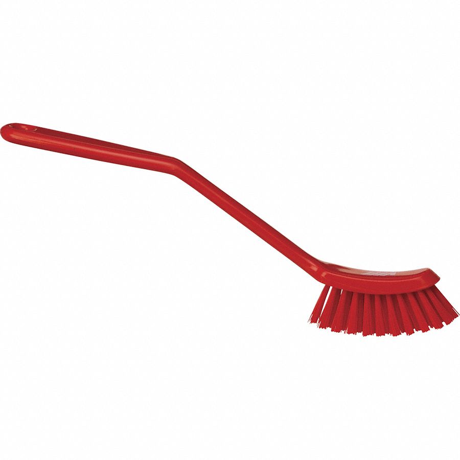VIKAN 11"L Polyester Short Handle Scrub Brush, Red 8DY4742874 Grainger