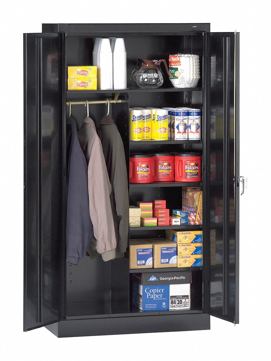 COMBINATION STORAGE CABINET, BLACK, 24 IN D X 36 IN W X 78 IN H