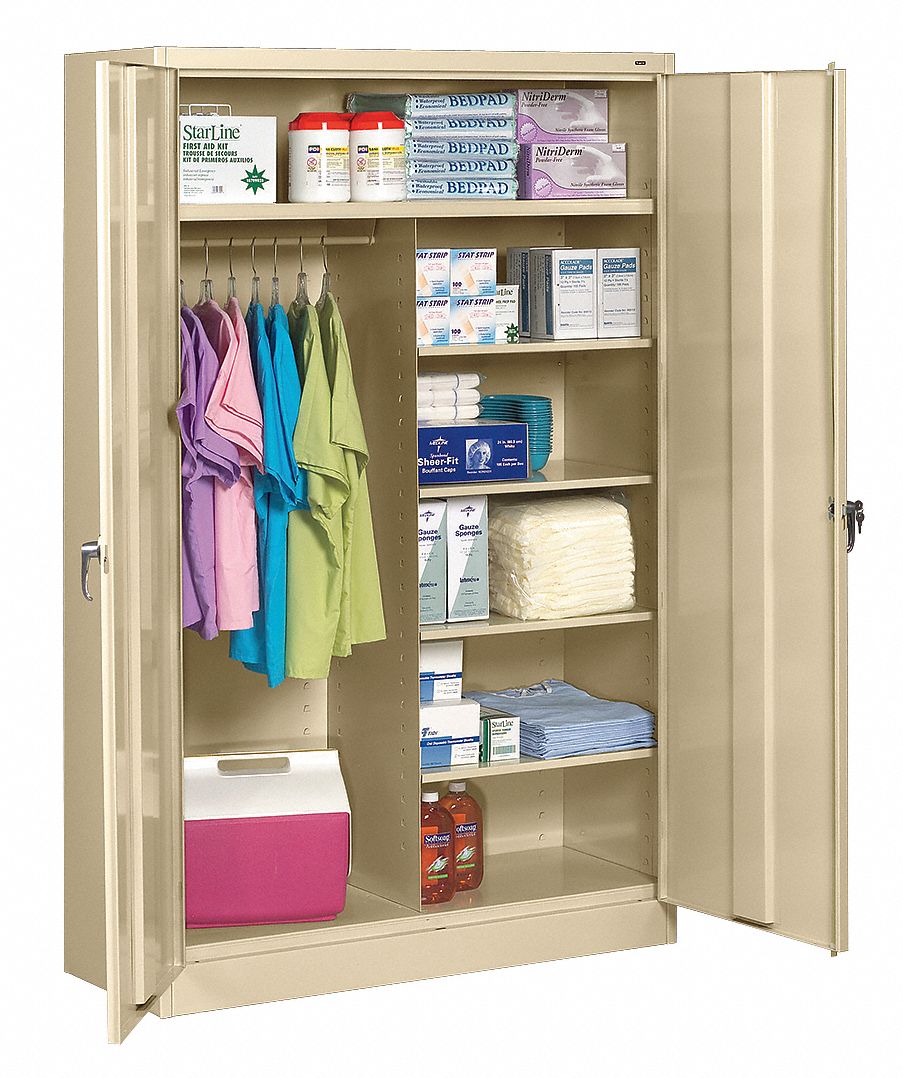 COMBINATION STORAGE CABINET, BEIGE, 24 IN D X 48 IN W X 78 IN H