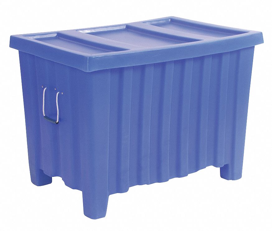 Ribbed Wall Container: 14 cu ft, 41 in x 28 in x 26 1/2 in, Lid Included, Long Side