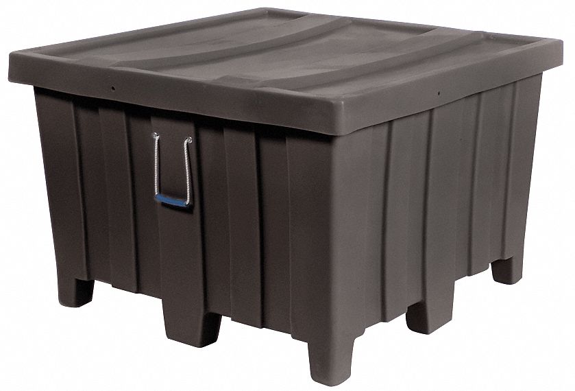 Bulk Container: 23 cu ft, 44 in x 44 in x 29 1/2 in, Lid Included, 4-Way Entry