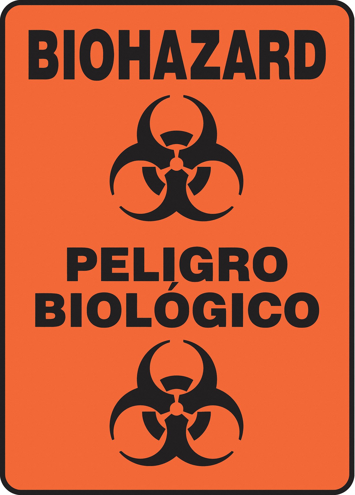 Biohazard Sign,14 x 10In,Red/Orn,SURF
