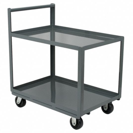 Raised Handle Utility Cart, Load Capacity 2200 lb, Number of Shelves 2 ...