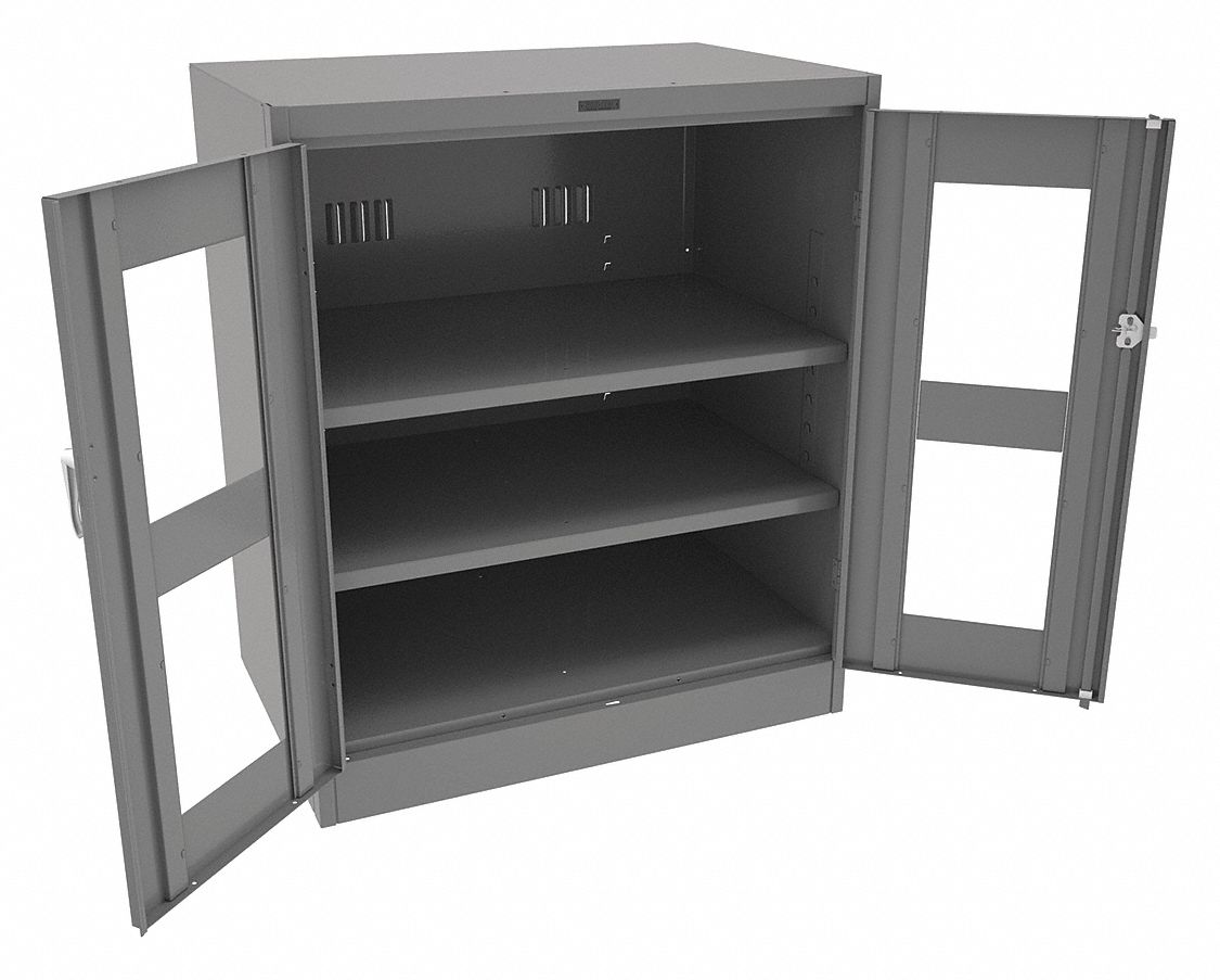 COUNTER HEIGHT STORAGE CABINET, GREY, 24 IN D X 36 IN W X 42 IN H