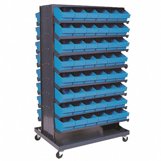 Quantum Bench Racks with Bins (Complete Package) Bin Color: Blue, Bin Dimensions: 3 H x 4 1/8 W x 7 3/8 D (QTY. 24)